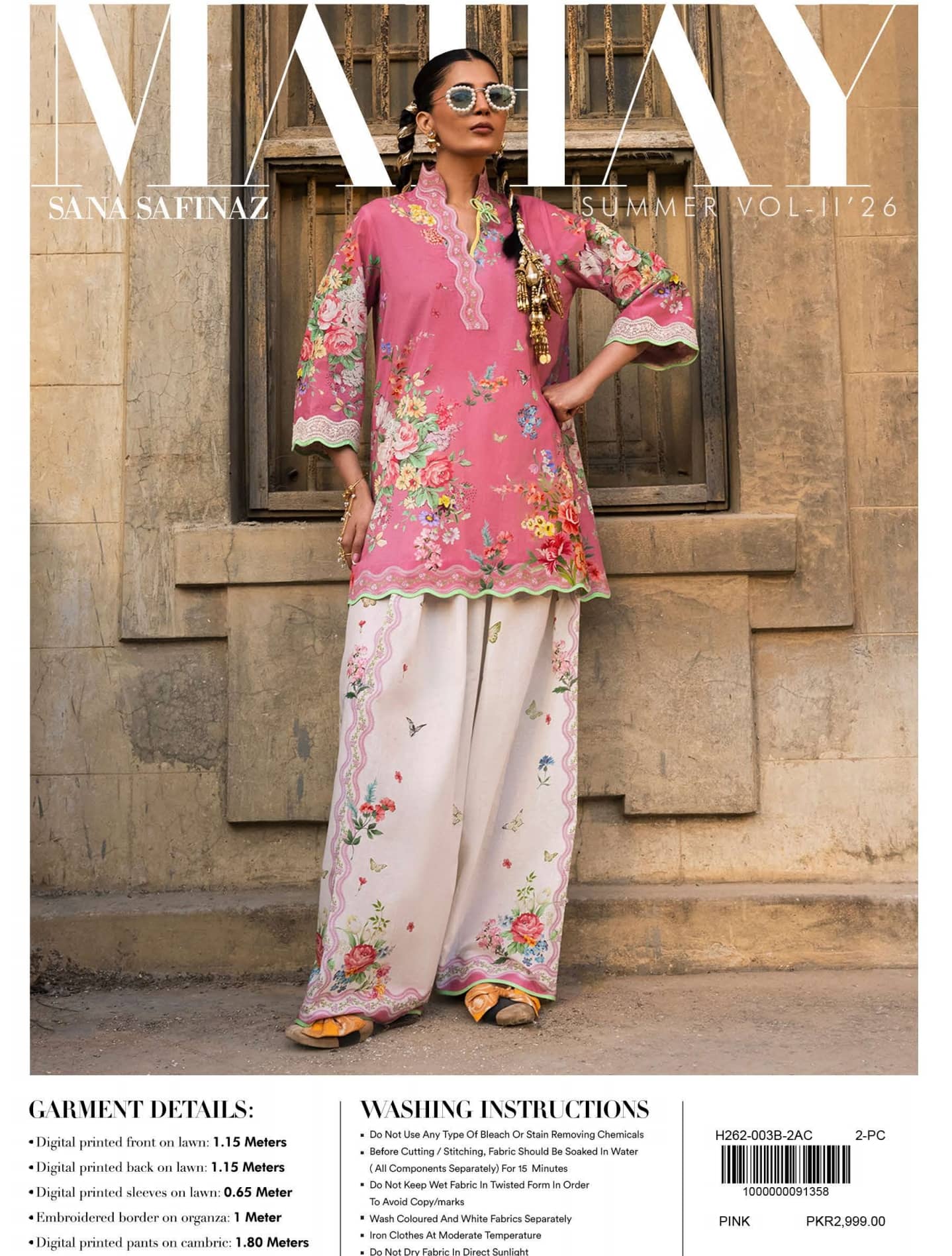 Hot 🔥 Seller/Sana Safinaz Mahay 26/Vol2/3B/Shirt Bottom Set