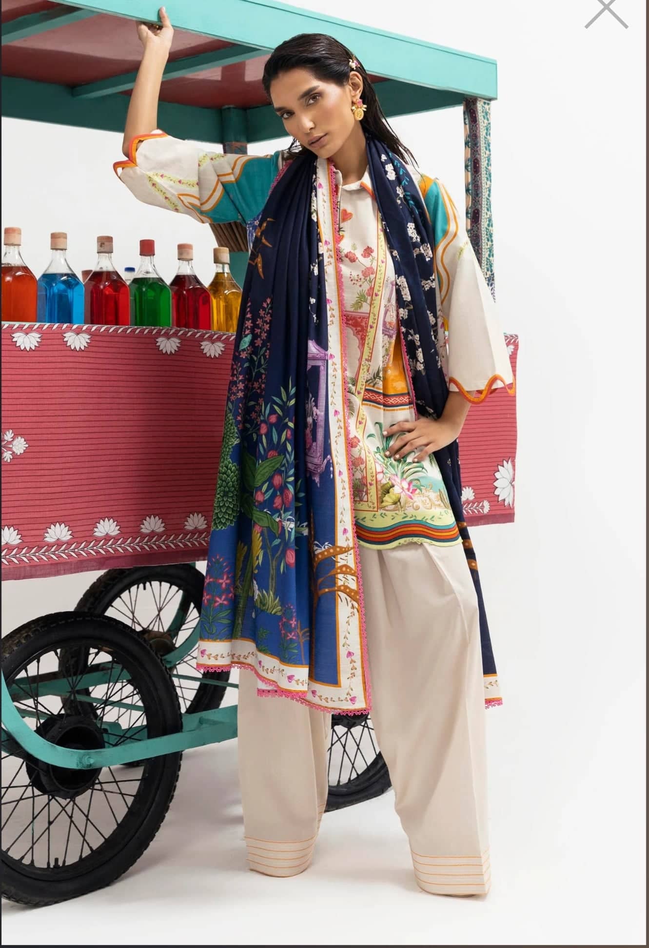 Sana Safinaz Mahay Luxury Winter Brands Sana Safinaz Mahay Winter 25/Slub Linen Suit/10A/Shirt Dupatta Set