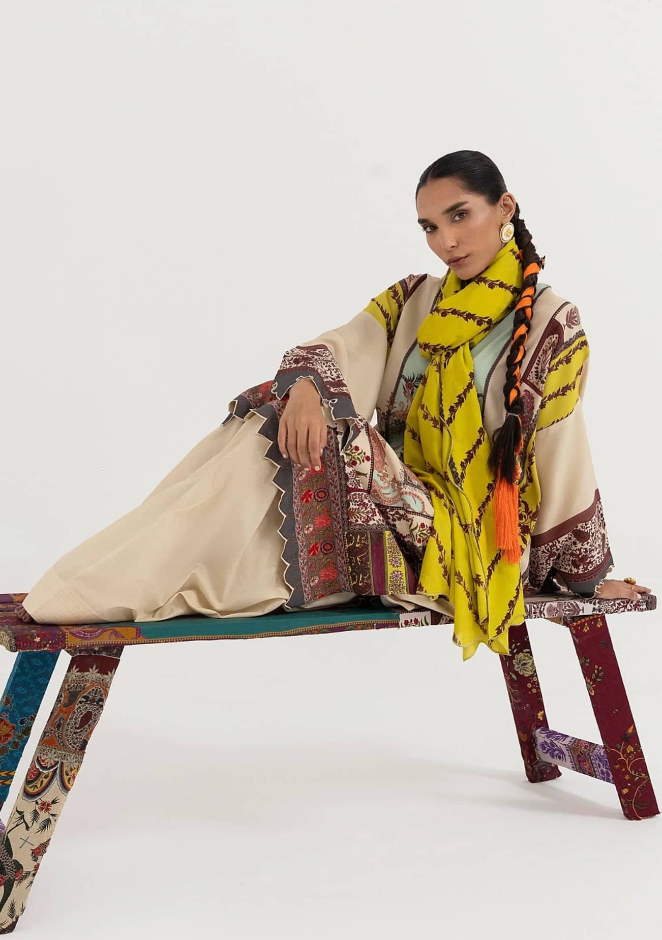 Sana Safinaz Mahay Luxury Winter Brands Sana Safinaz Mahay Winter 25/Slub Linen Suit/7A/Shirt Dupatta