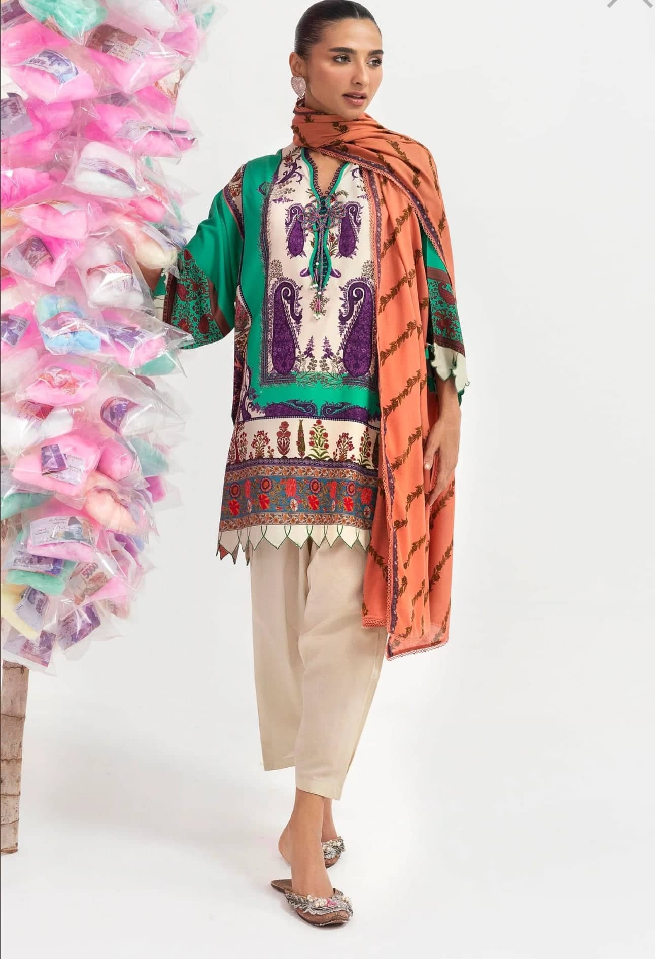 Sana Safinaz Mahay Luxury Winter Brands Sana Safinaz Mahay Winter 25/Slub Linen Suit/7B/Shirt Dupatta Set