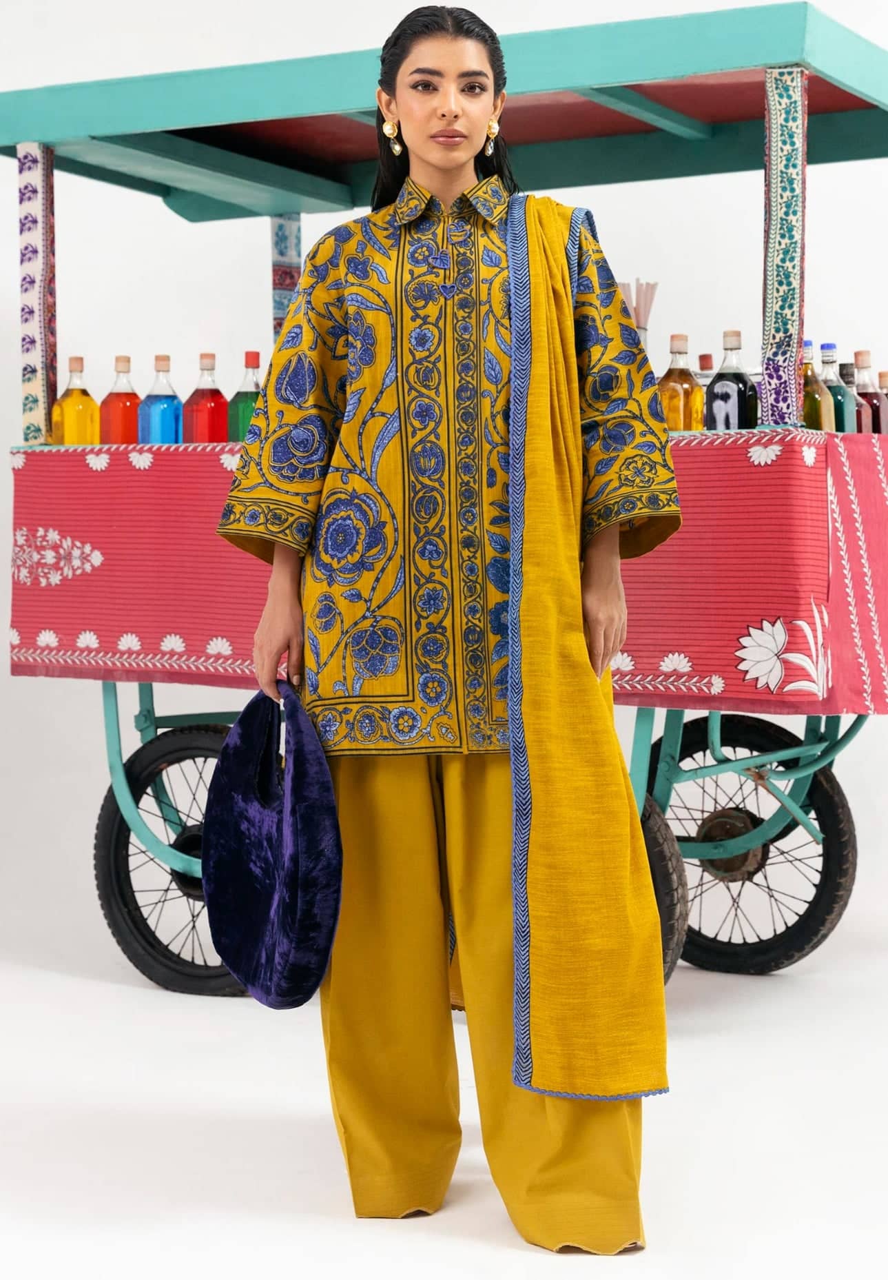 Sana Safinaz Mahay Luxury Winter Brands Sana Safinaz Mahay Winter 25/Slub Linen Suit/8B/Shirt Dupatta Set