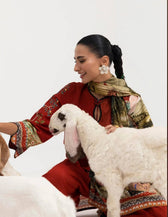 Sana Safinaz Mahay Luxury Winter Brands Sana Safinaz Mahay Winter 25/Slub Linen Suit/9A/Shirt Dupatta Set