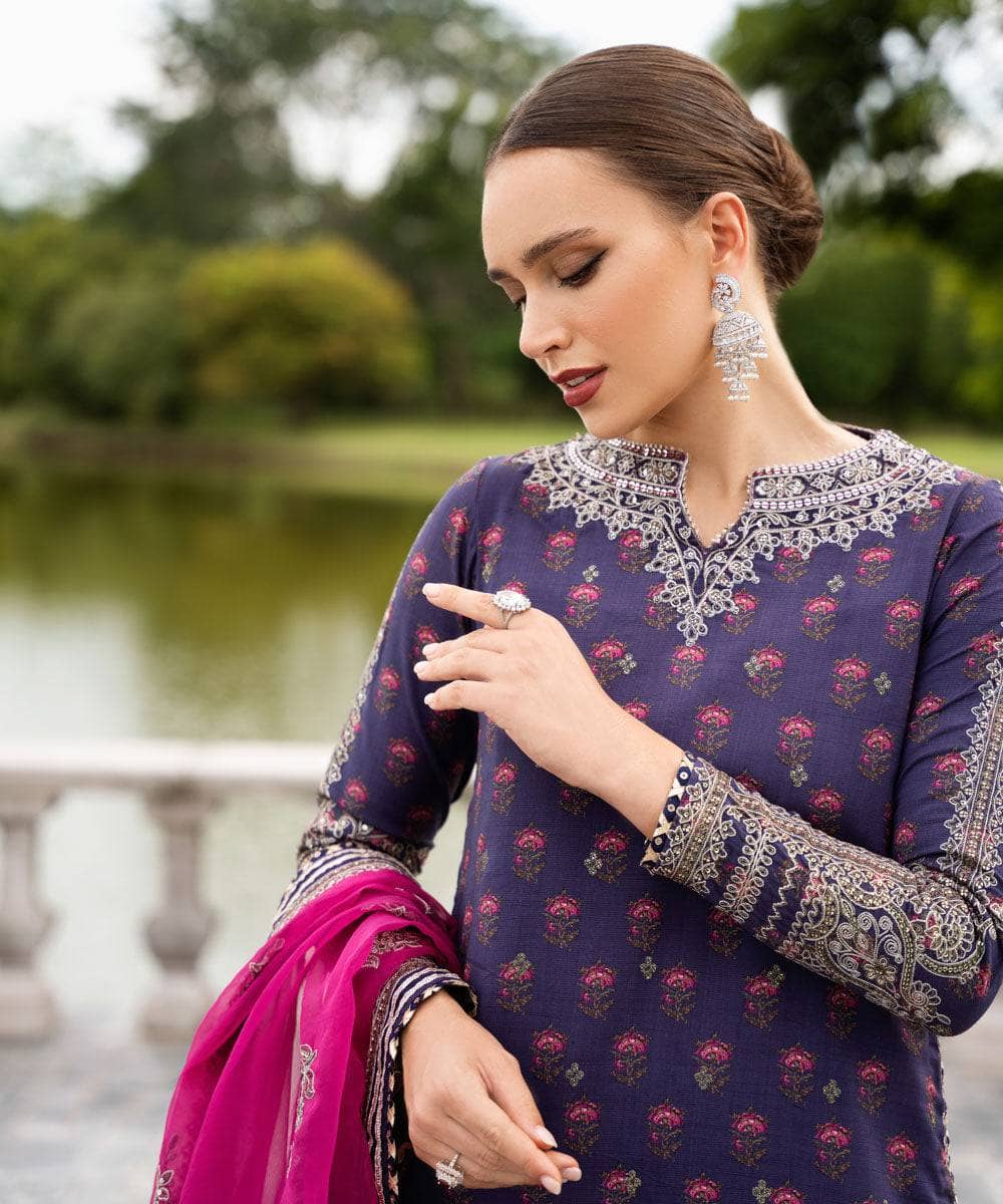 Sapphire Festive Formals/Embroidered Silk Suit
