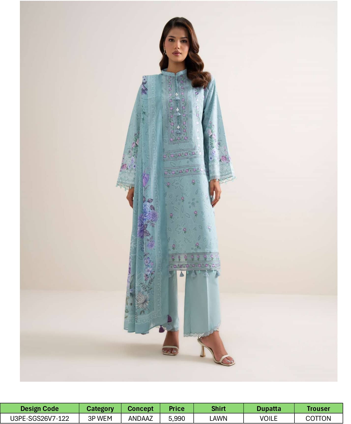 Sapphire Andaaz Luxury Lawn 26/U3PE-SGS26V7-122