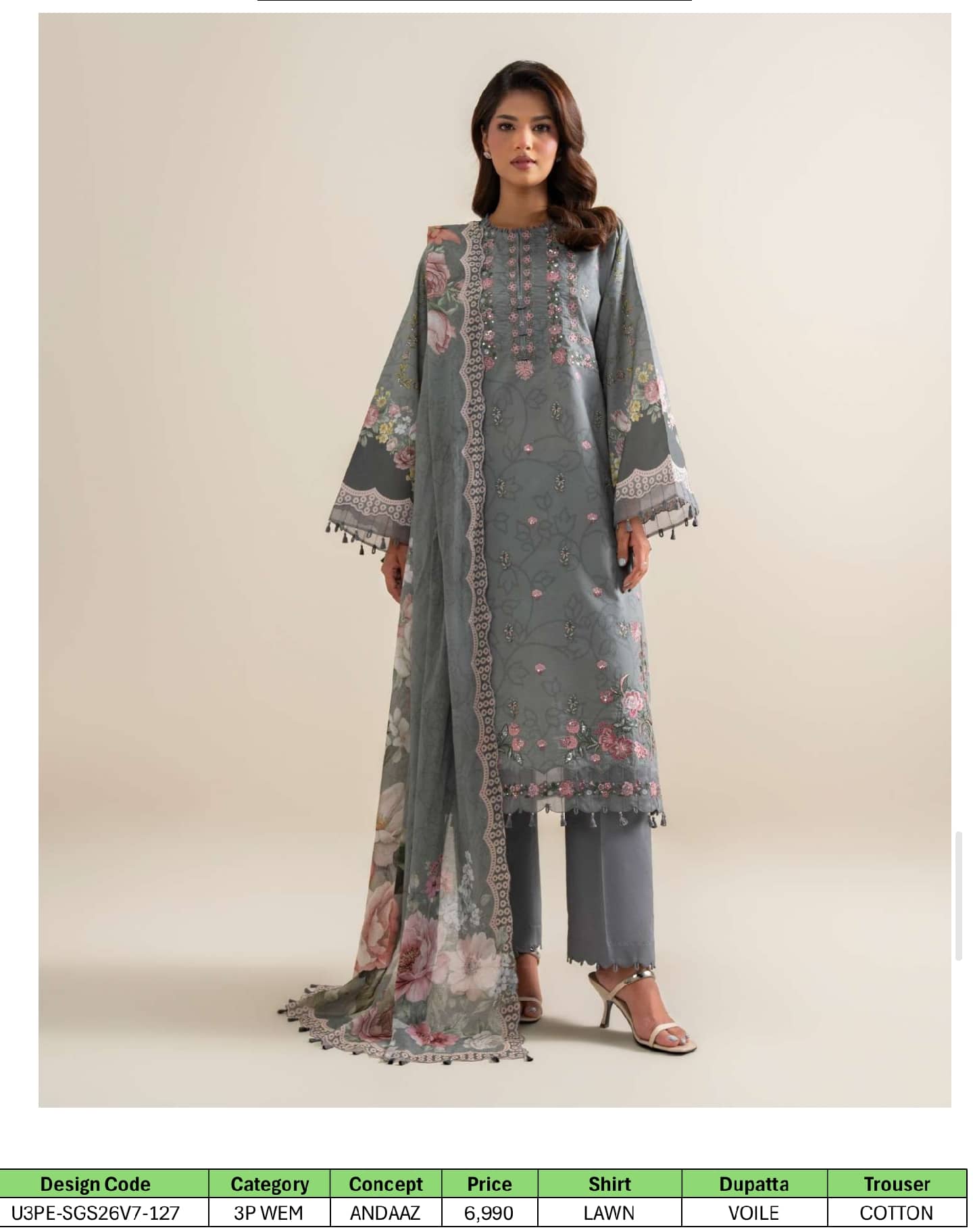 Sapphire Andaaz Luxury Lawn 26/U3PE-SGS26V7-127