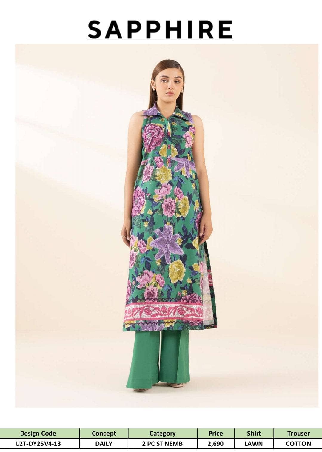 Sapphire Daily Lawn Collection/Shirt Bottom Set