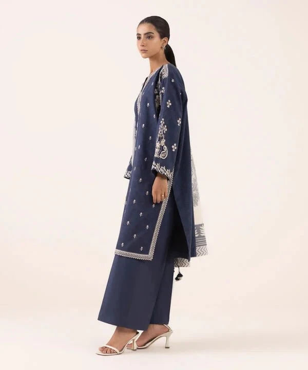 Restocked/Sapphire Intermix 25/Vol 2/Embroidered Cotton Jacquard Suit/Blue & Off White