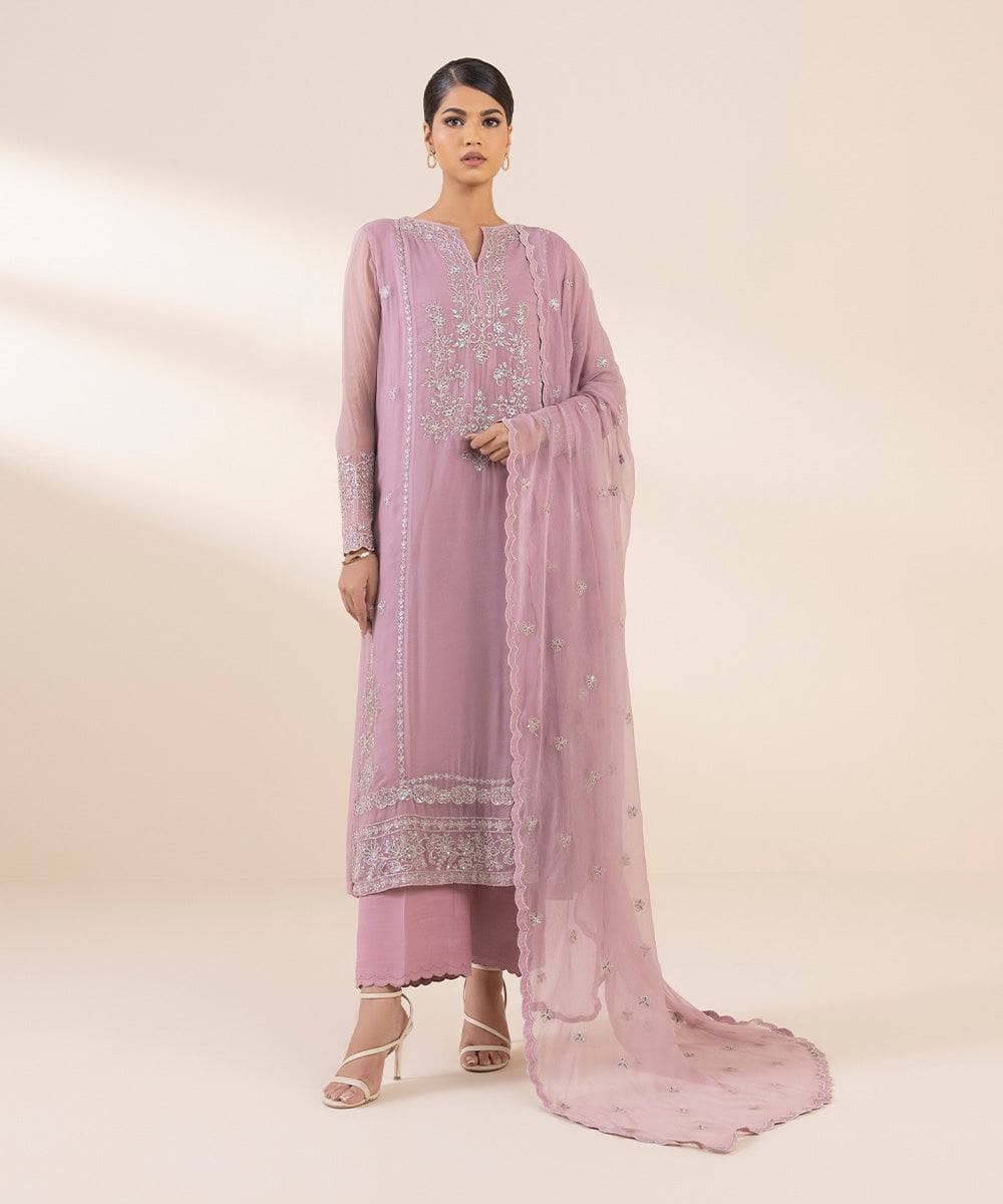 Sapphire Intermix 25/Embroidered Chiffon Suit/Dusty Pink