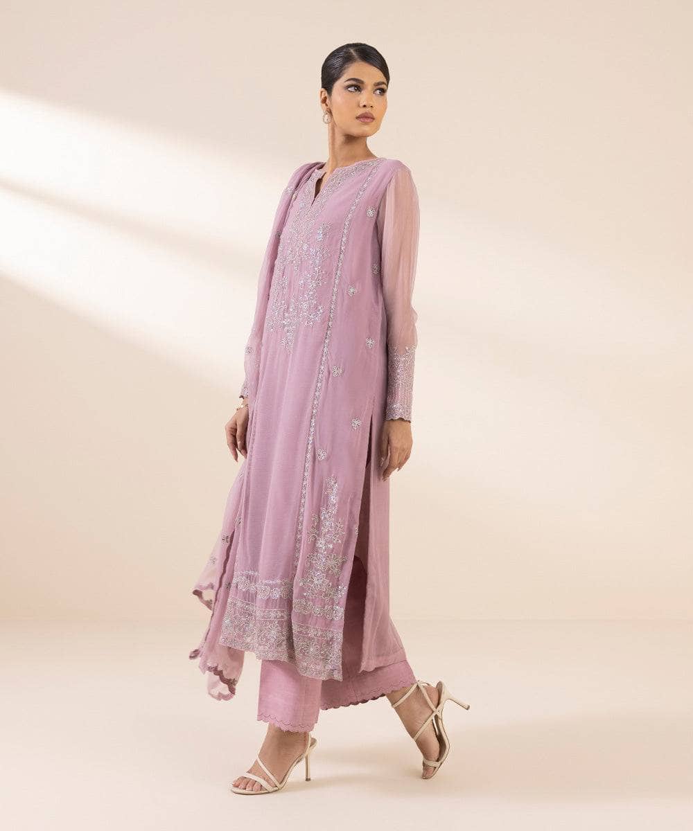 Sapphire Intermix 25/Embroidered Chiffon Suit/Dusty Pink