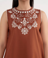 Sapphire Winter Essentials/Embroidered Textured Cotton Suit/U3PE-ST25-V7-12/Mustard