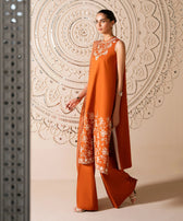 Sapphire Winter Essentials/Embroidered Textured Cotton Suit/U3PE-ST25-V7-12/Mustard