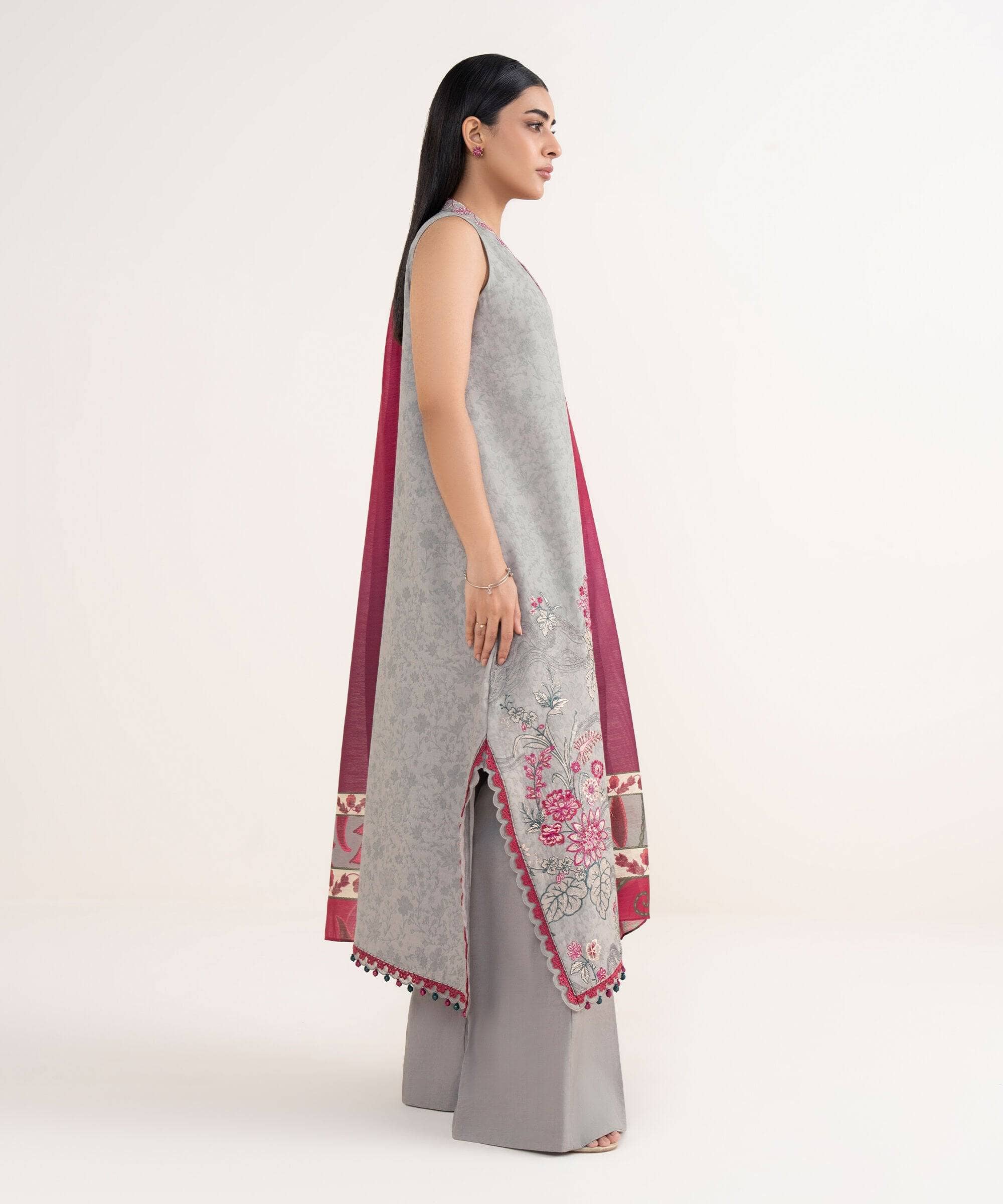 Sapphire Winter essentials/Embroideried Cotton Jacquard Suit/0U3PE-ST25V-74/Grey