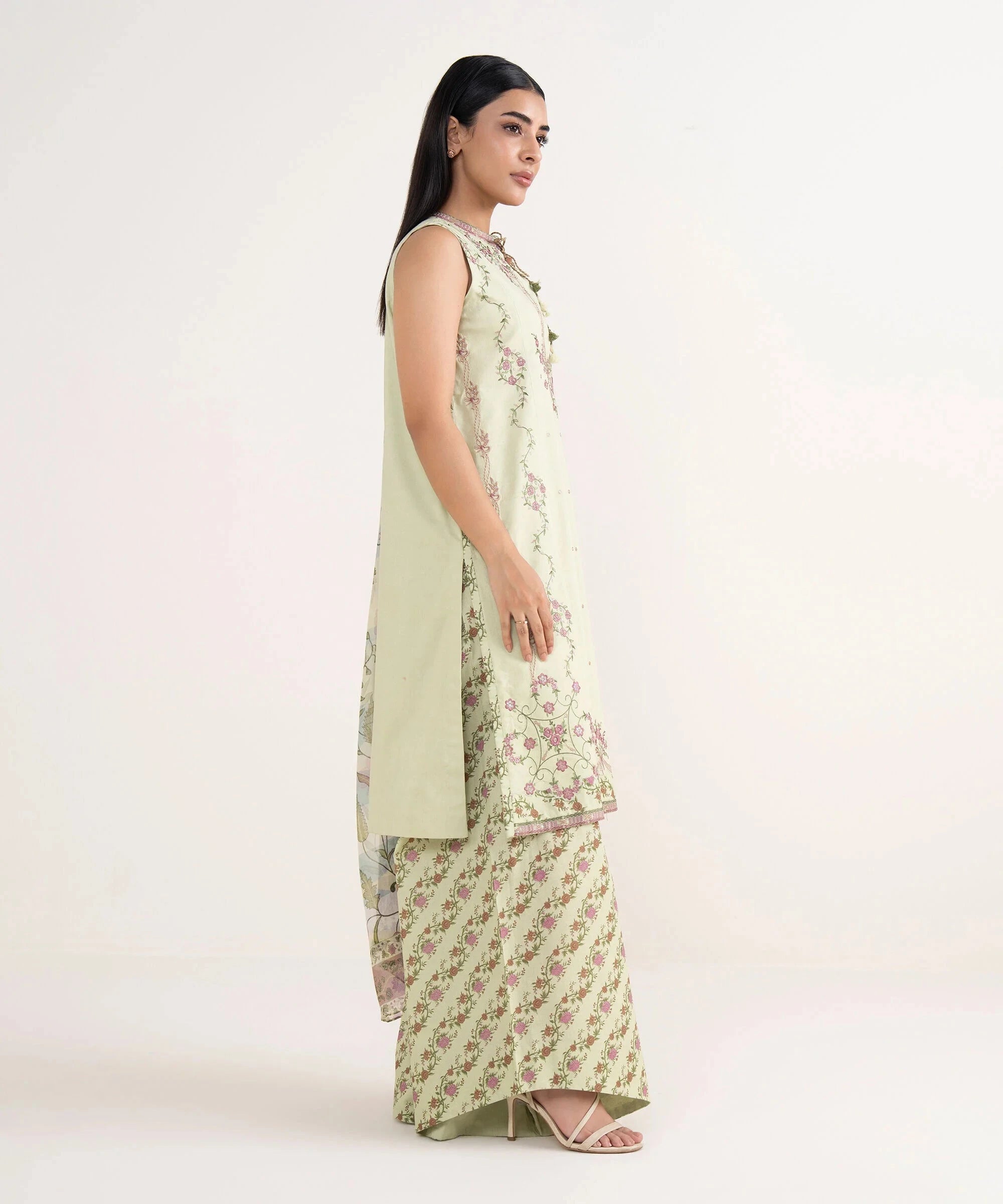 Sapphire Winter essentials/Embroideried Cotton Viscose Suit/U3PEDY25V717/Pistachio Green