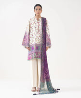 Sapphire Winter essentials/Printed Linen Suit/00U3P-DY25V-71/Off White Purple