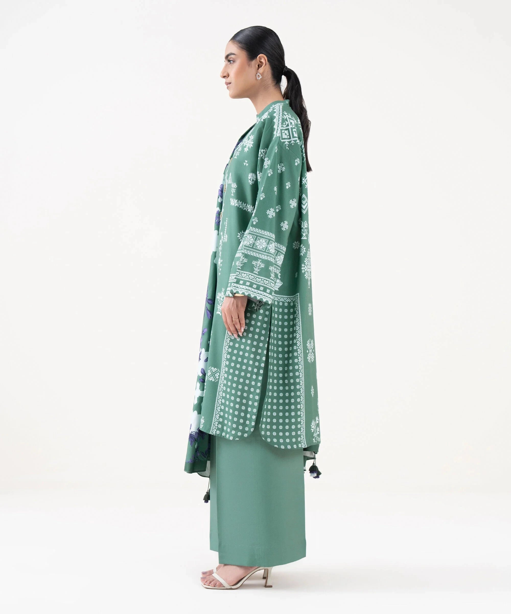 Sapphire Winter Essentials/Printed Linen Suit/U3P-DY25V7-10-Green