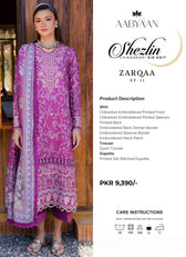 Aabyaan Shezlyn Chikankari Lawn/Zarqaa