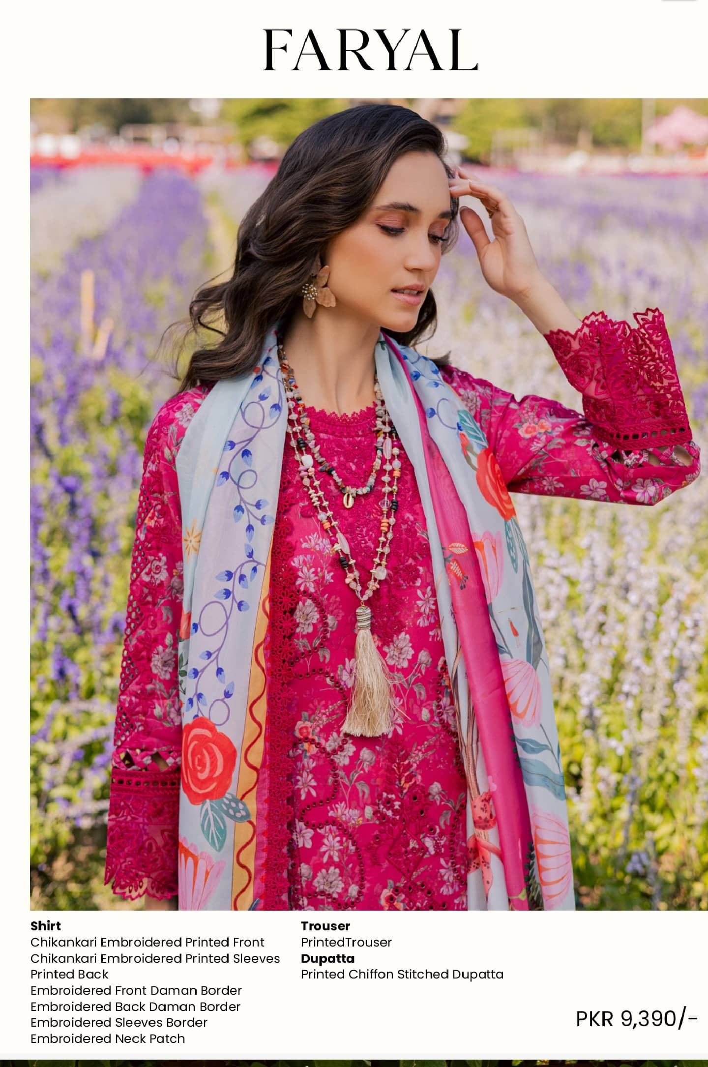 Aabyaan Shezlyn Chikankari Lawn/Faryal