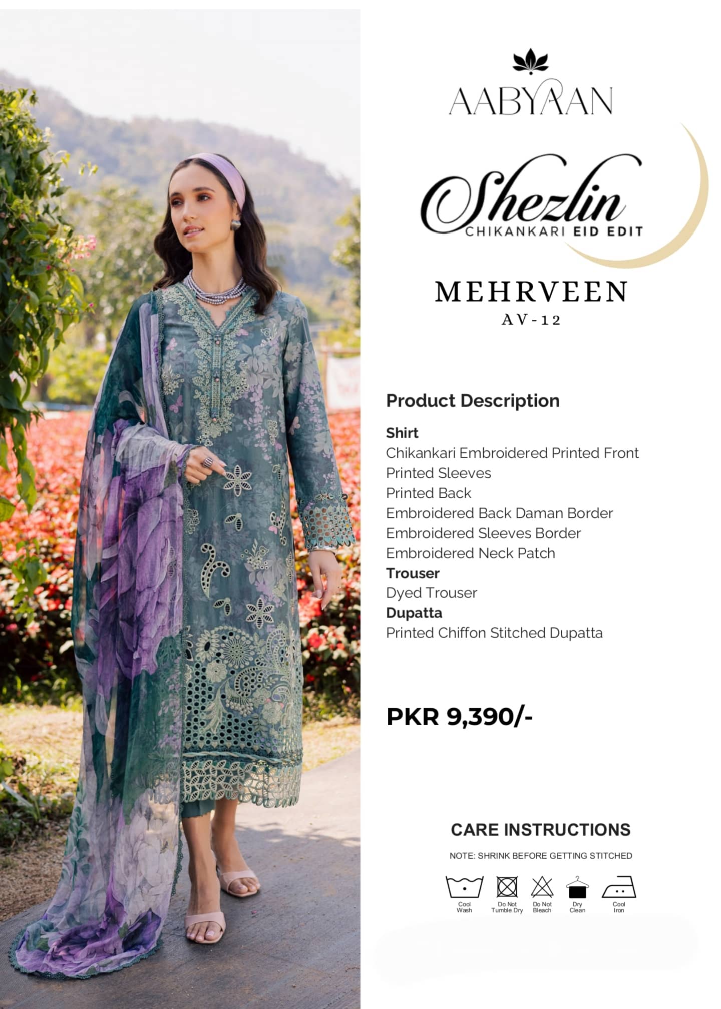 Aabyaan Shezlyn Chikankari Lawn/Mehrveen