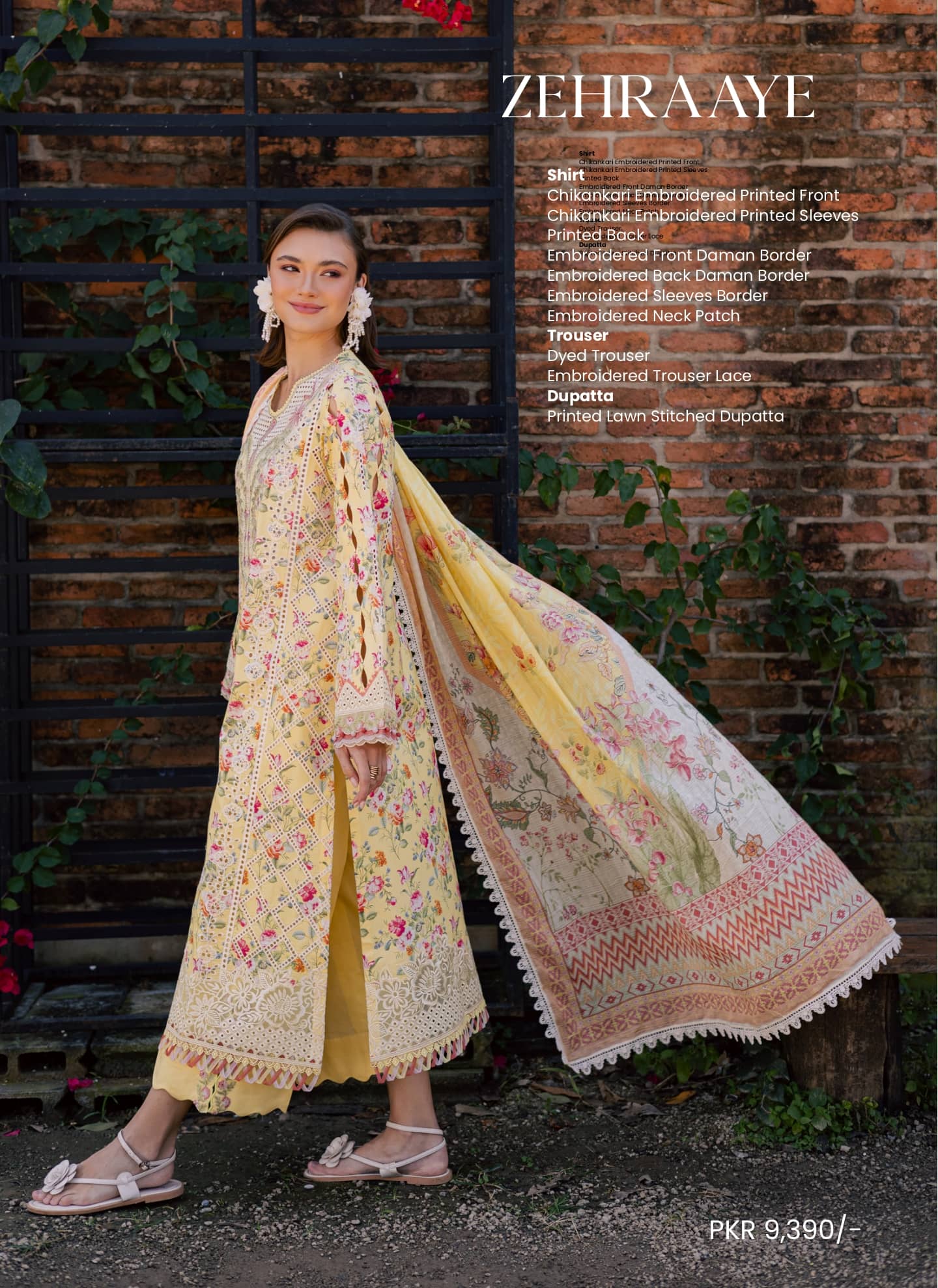 Aabyaan Shezlyn Chikankari Lawn/Zehraaye
