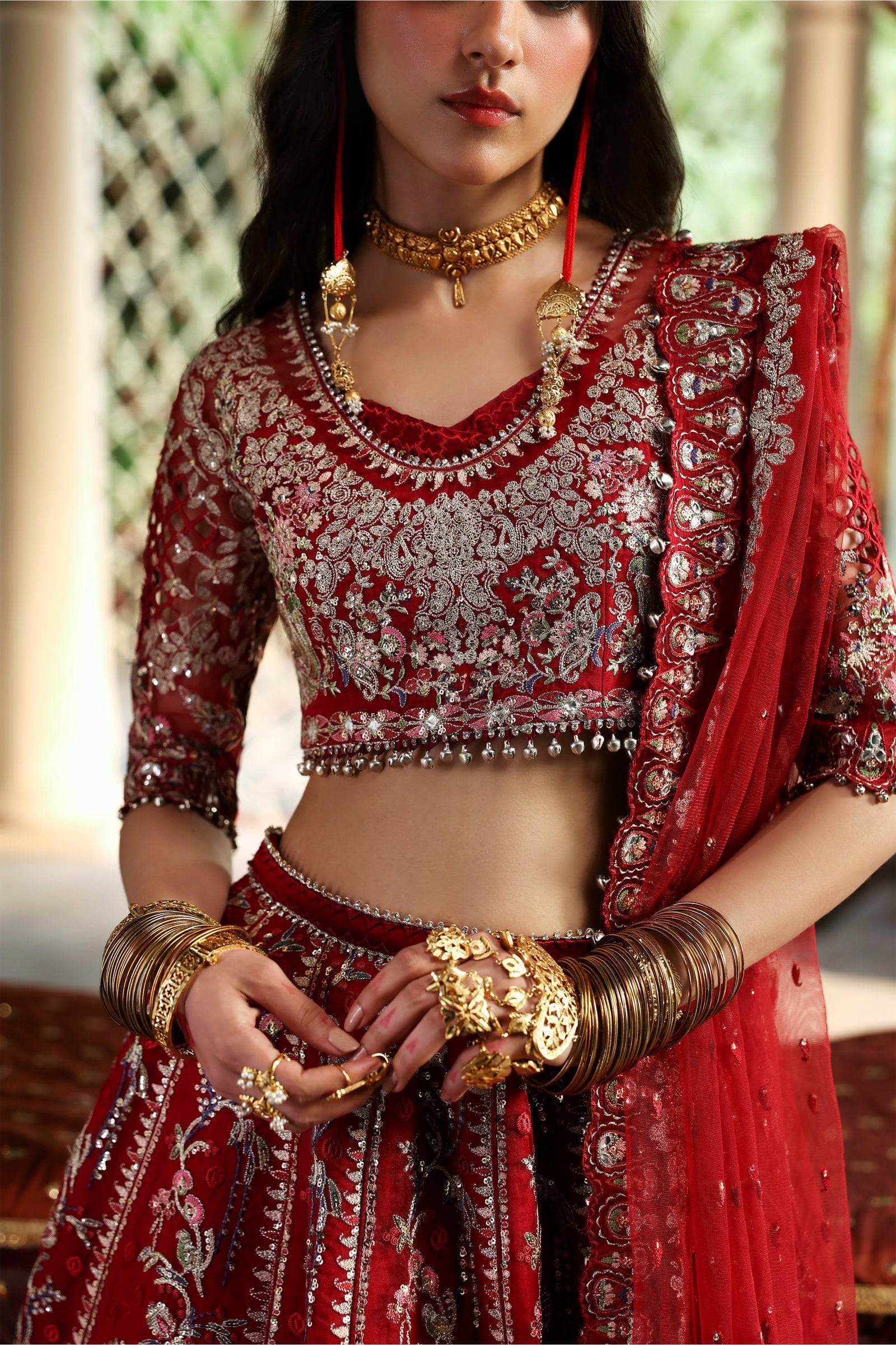 Afrozeh Shehnai Wedding Formals 25/Sheen/Crimson Red