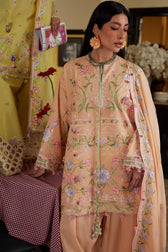 Restocked/Zaha Wildflower Luxury Lawns/APRICOT MALLOW BLOOM (ZF26-09)