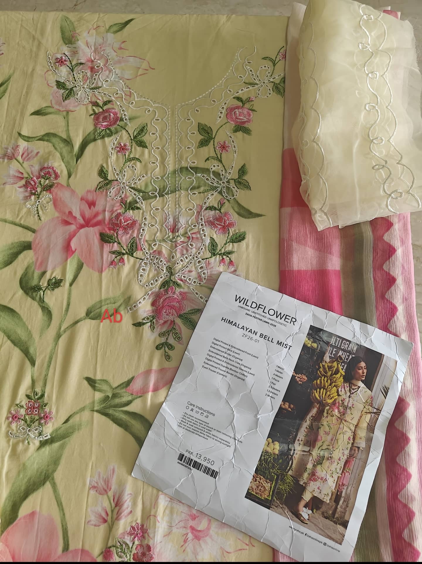 Hot🔥Seller/Open Pic/Zaha Wildflower Luxury Lawns/HIMALAYAN BELL MIST (ZF26-01)