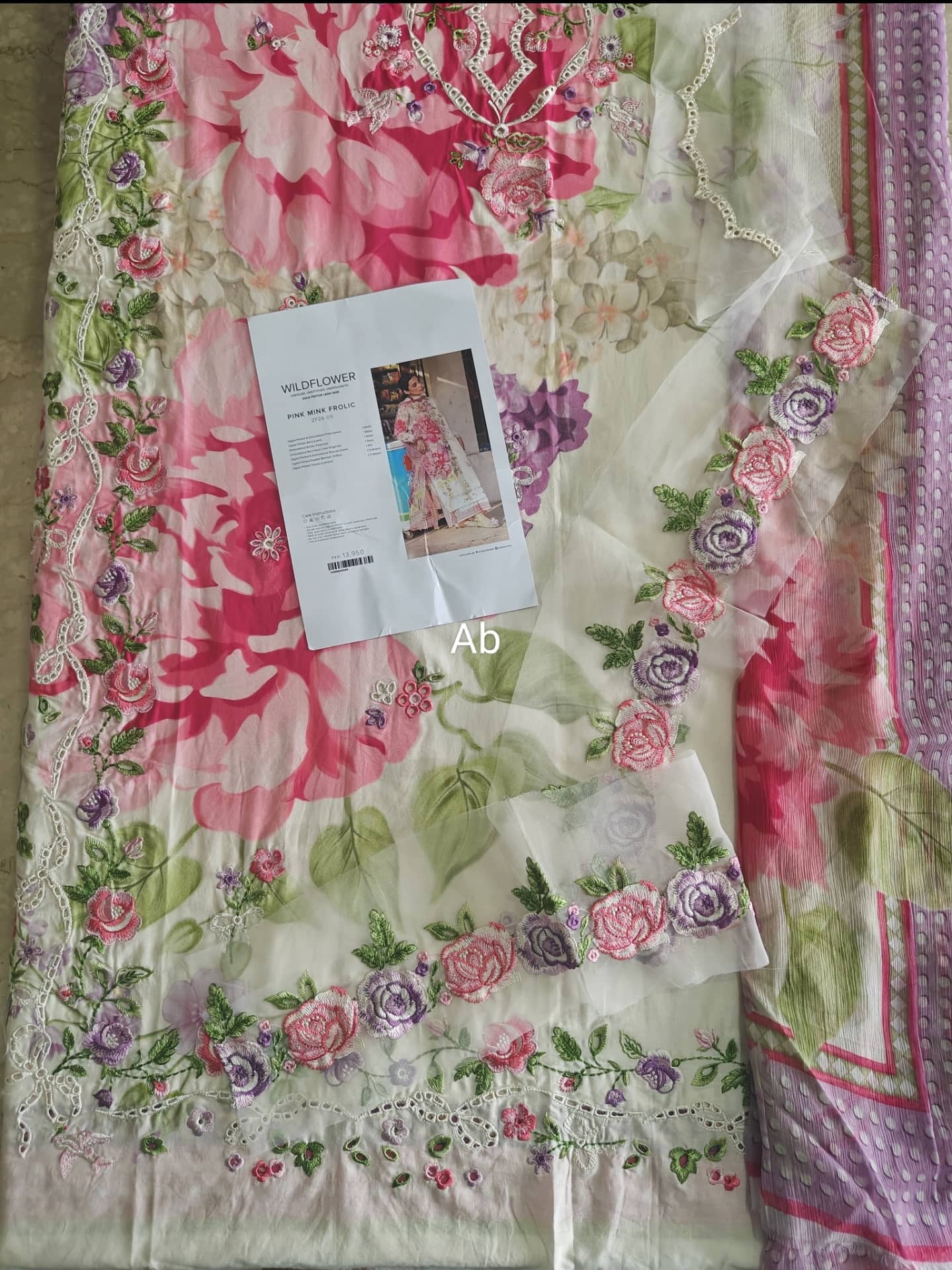 Hot🔥Seller/Open Pic/Zaha Wildflower Luxury Lawns/PINK MINK FROLIC (ZF26-05)