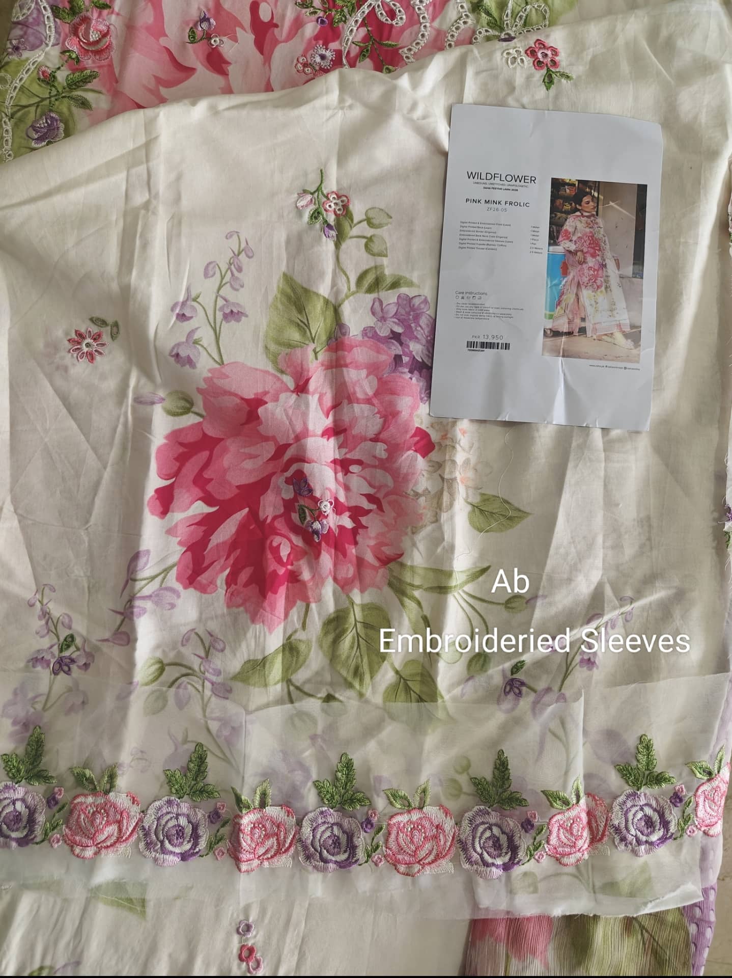 Hot🔥Seller/Open Pic/Zaha Wildflower Luxury Lawns/PINK MINK FROLIC (ZF26-05)