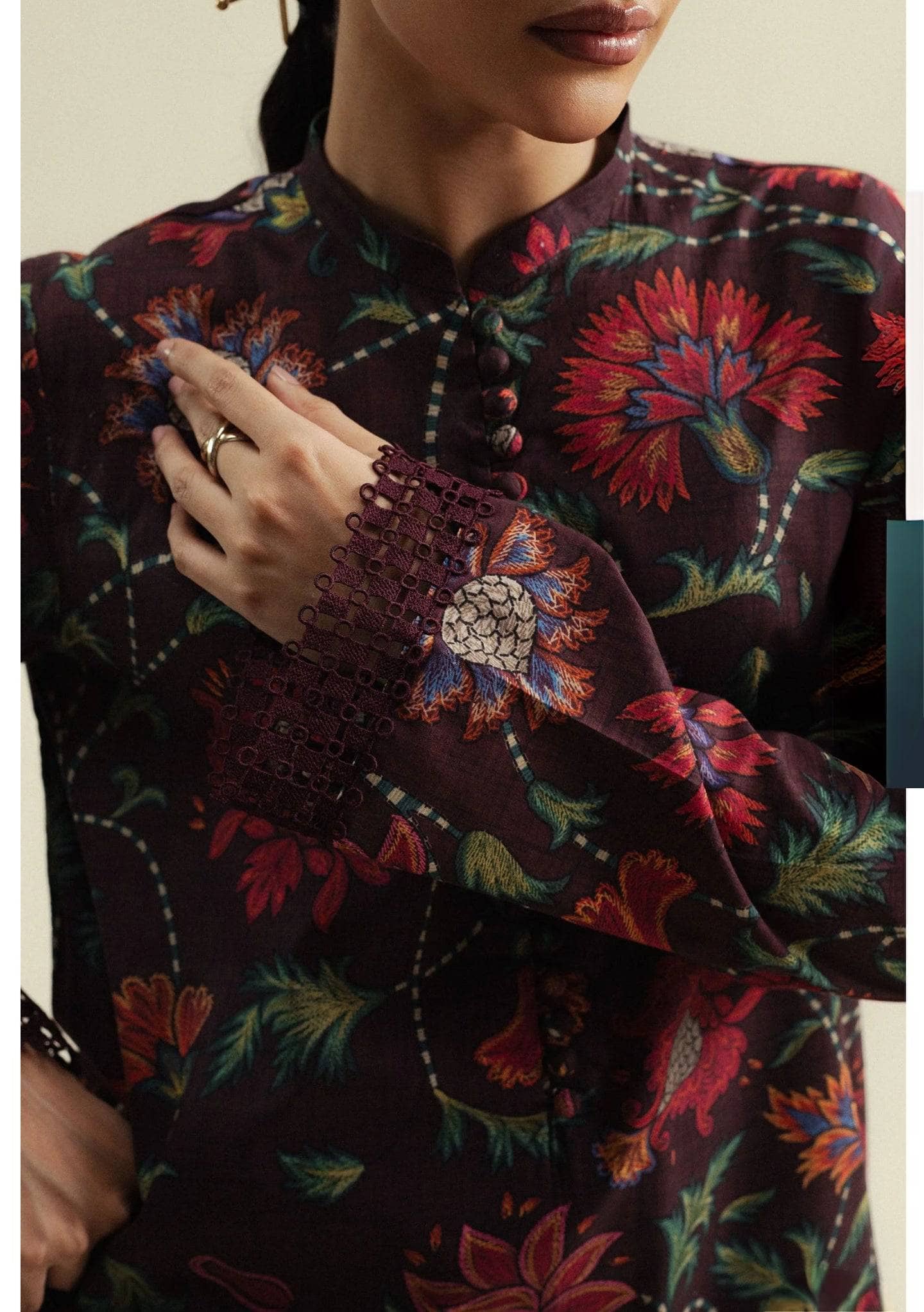 Zara Shahjahan Coco Prints 25/Fall Edit/Meadow -1A/Burnt Umber