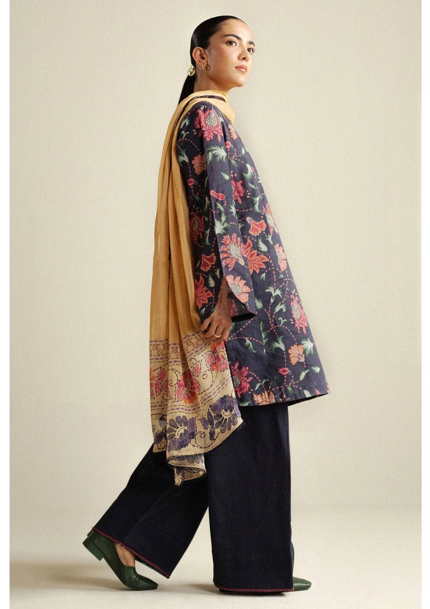 Zara Shahjahan Coco Prints 25/Meadow-1B/Fall Edit/Yale Blue