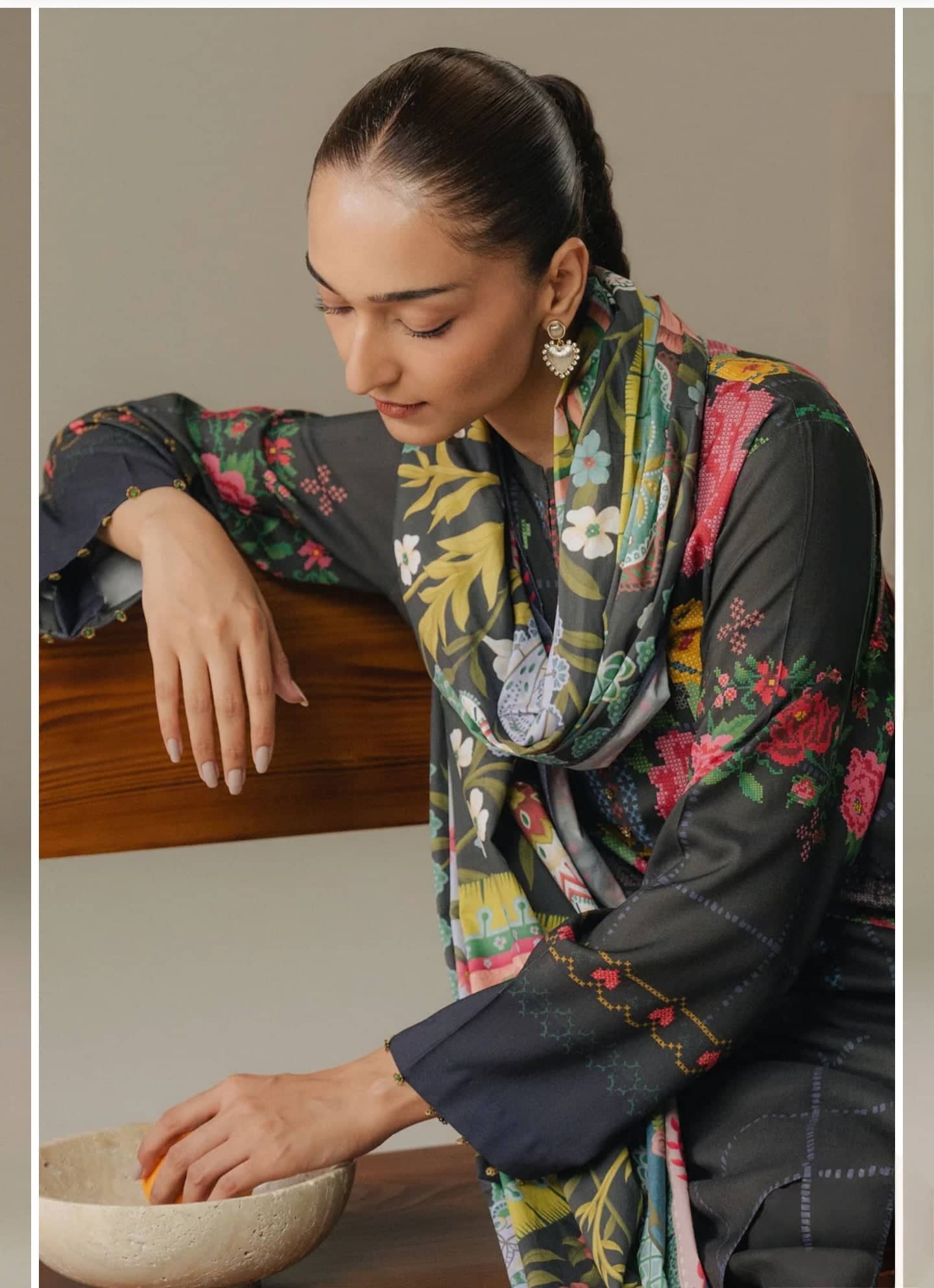 Zara Shahjahan Coco Fall Edit Lawn Pakistani Suits Zara Shahjahan Coco Prints 25/Vol 5/Olive Hour/5A