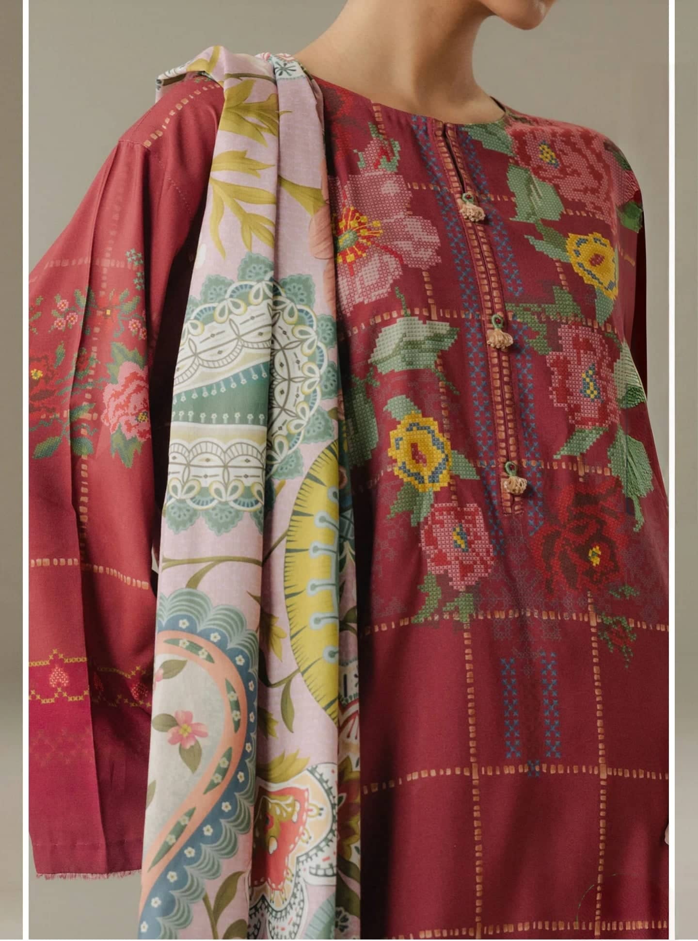 Zara Shahjahan Coco Fall Edit Lawn Pakistani Suits Zara Shahjahan Coco Prints 25/Vol 5/Olive Hour/5B