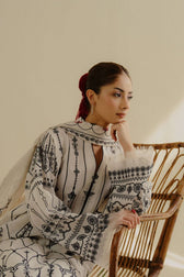 Coco Edit 2/Crisp White/iris 2B/Embroideried Cotton Dupatta