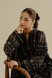 Coco Edit 2/Deep Black/iris 2A/Embroideried Cotton Dupatta
