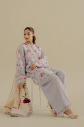 Coco Edit 2/Lilac/Zufra 6B/Embroideried Organza Dupatta
