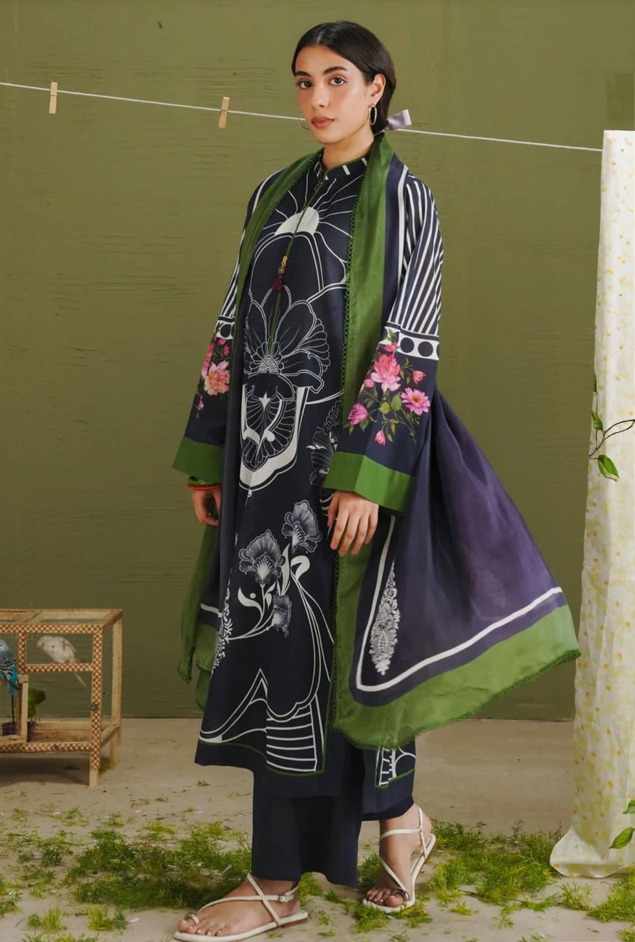 Restocked/Zara Shahjahan 26 Drop 1/Raya 10B/Midnight Blue/Silk Dupatta