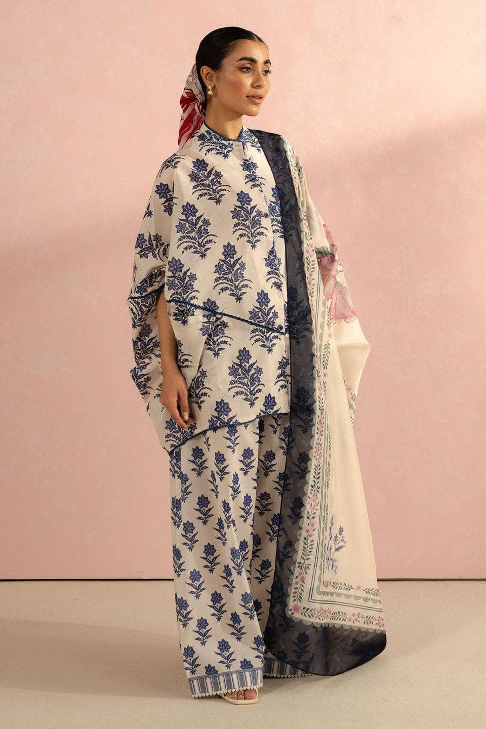 Zara Shahjahan Coco Prints Lawn Pakistani Suits Restocked/Zara Shahjahan Coco Prints 25/Amari-1A/Silk Dupatta