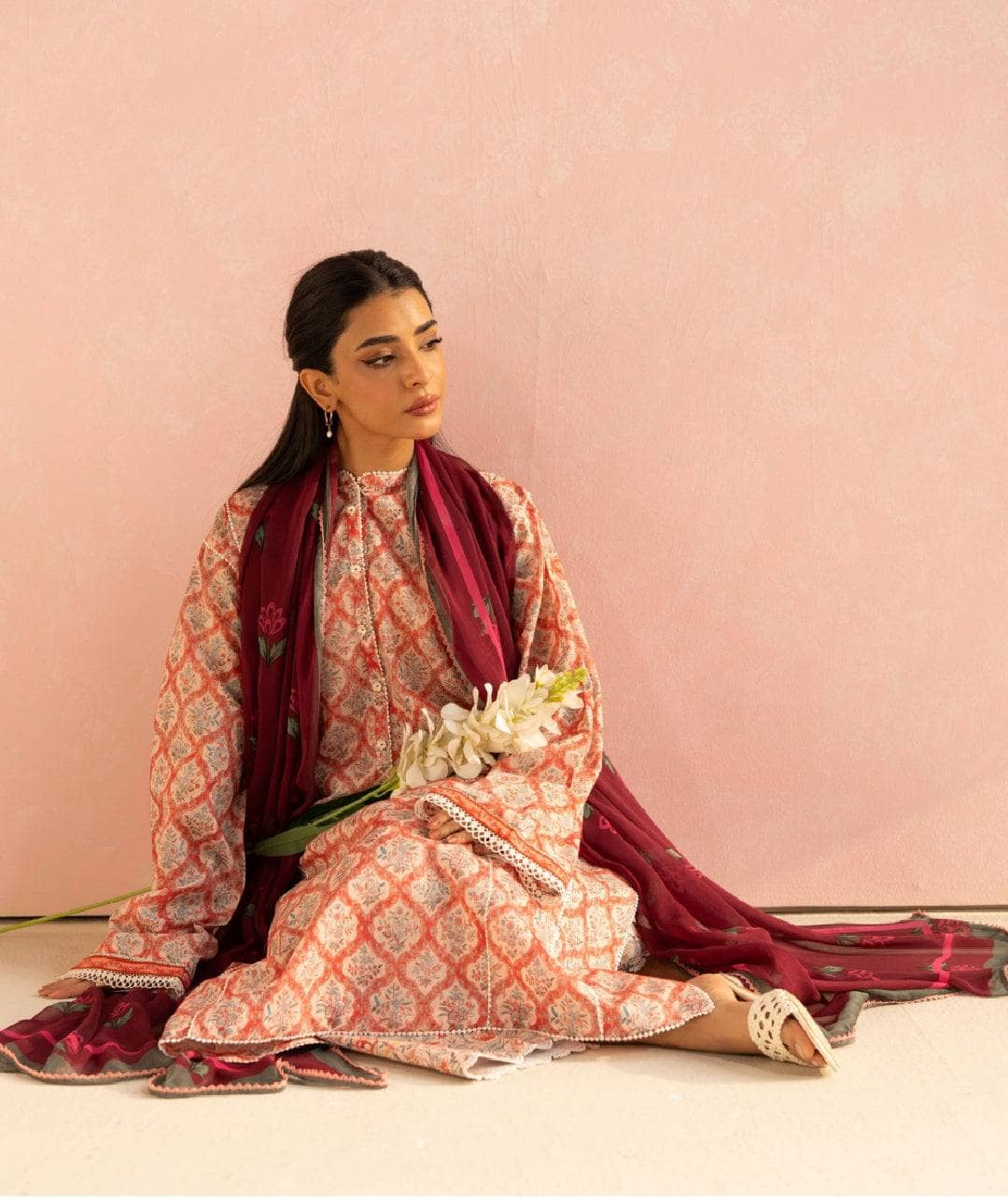 Zara Shahjahan Coco Prints Lawn Pakistani Suits Restocked/Zara Shahjahan Coco Prints 25/Amaya-10A/Chiffon Dupatta