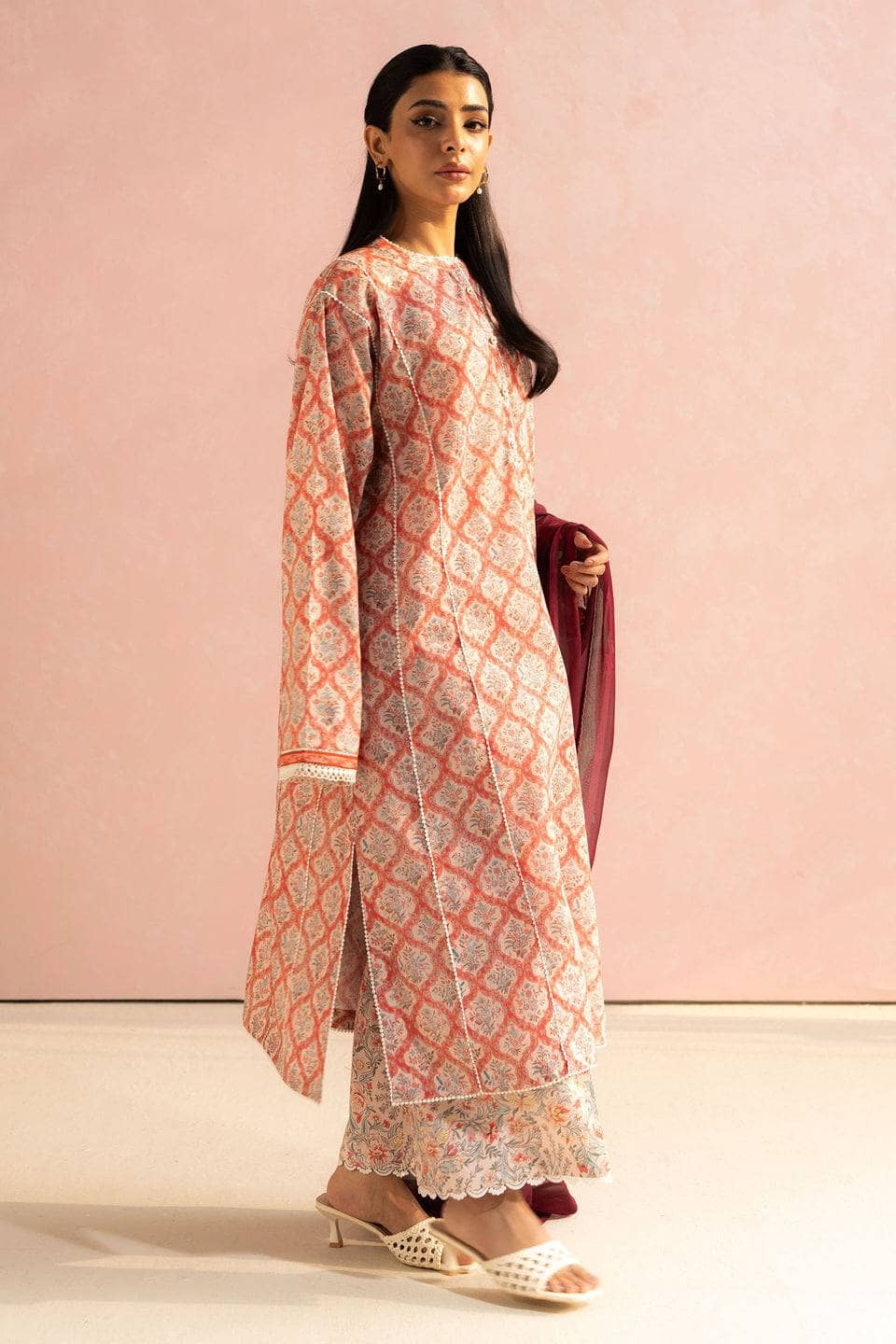 Zara Shahjahan Coco Prints Lawn Pakistani Suits Restocked/Zara Shahjahan Coco Prints 25/Amaya-10A/Chiffon Dupatta