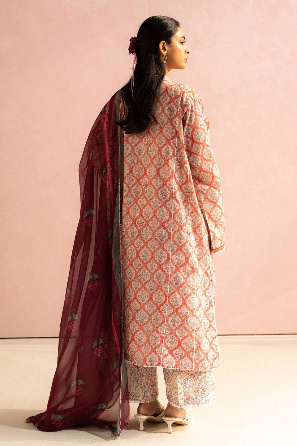 Zara Shahjahan Coco Prints Lawn Pakistani Suits Restocked/Zara Shahjahan Coco Prints 25/Amaya-10A/Chiffon Dupatta