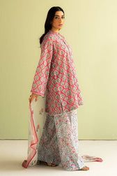 Zara Shahjahan Coco Prints Lawn Pakistani Suits Restocked/Zara Shahjahan Coco Prints 25/Amaya-10B/Chiffon Dupatta