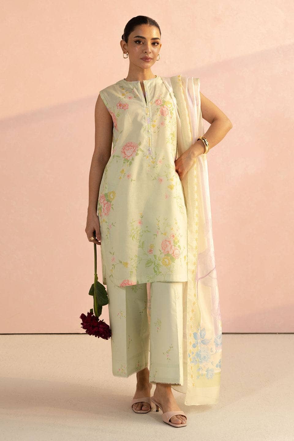 Zara Shahjahan Coco Prints Lawn Pakistani Suits Restocked/Zara Shahjahan Coco Prints 25/Mia 5A/Silk Dupatta