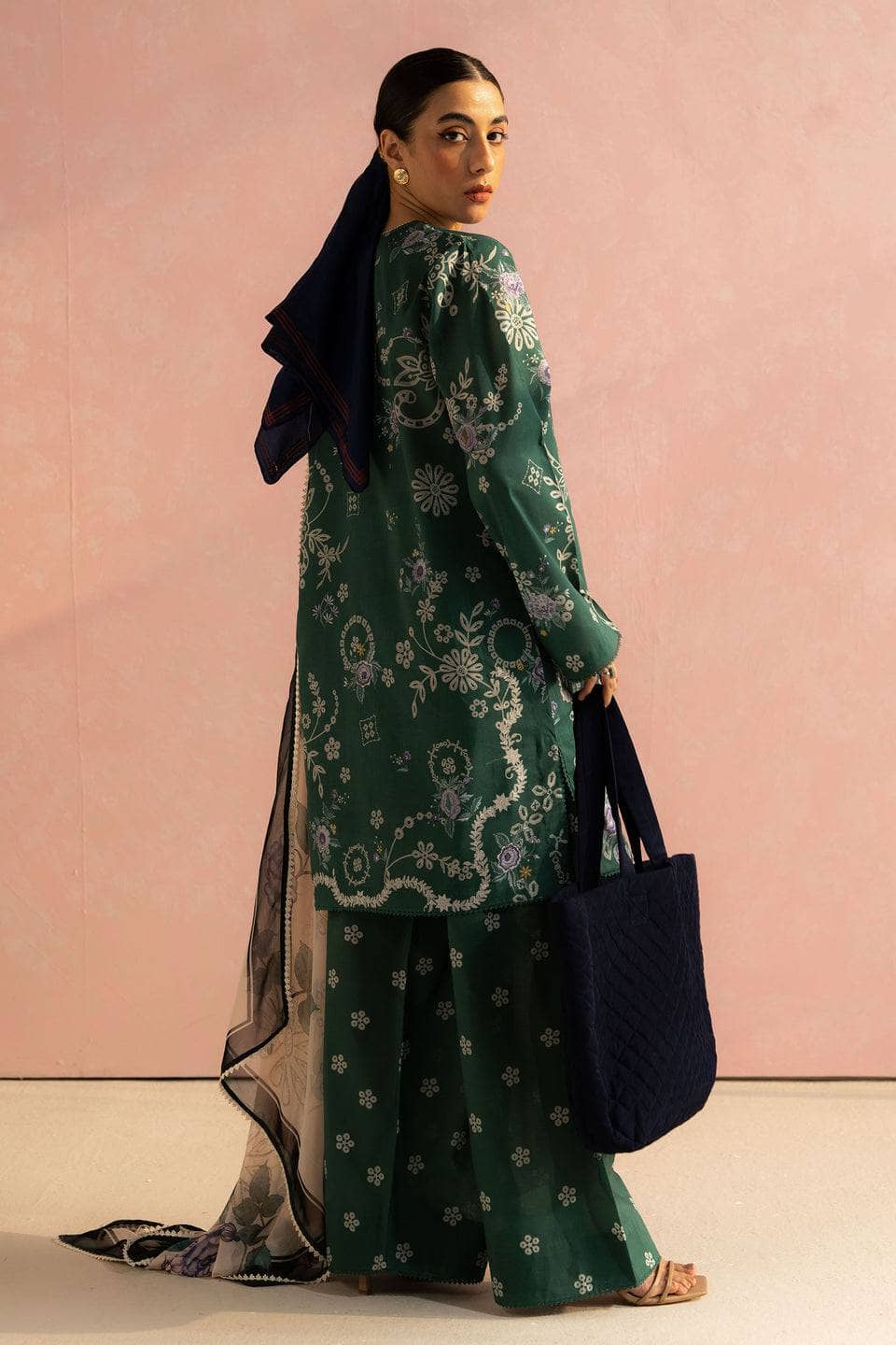 Zara Shahjahan Coco Prints Lawn Pakistani Suits Restocked/Zara Shahjahan Coco Prints 25/Nora-8B/Chiffon Dupatta