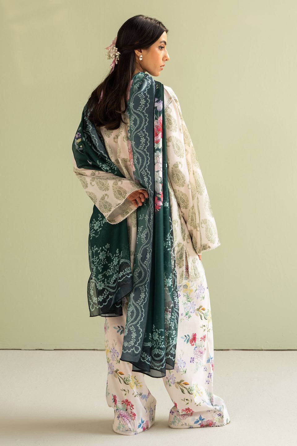 Zara Shahjahan Coco Prints Lawn Pakistani Suits Restocked/Zara Shahjahan Coco Prints 25/Paisley-6B/Silk Dupatta