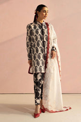 Zara Shahjahan Coco Prints Lawn Pakistani Suits Restocked/Zara Shahjahan Coco Prints 25/Pasley-6A/Silk Dupatta