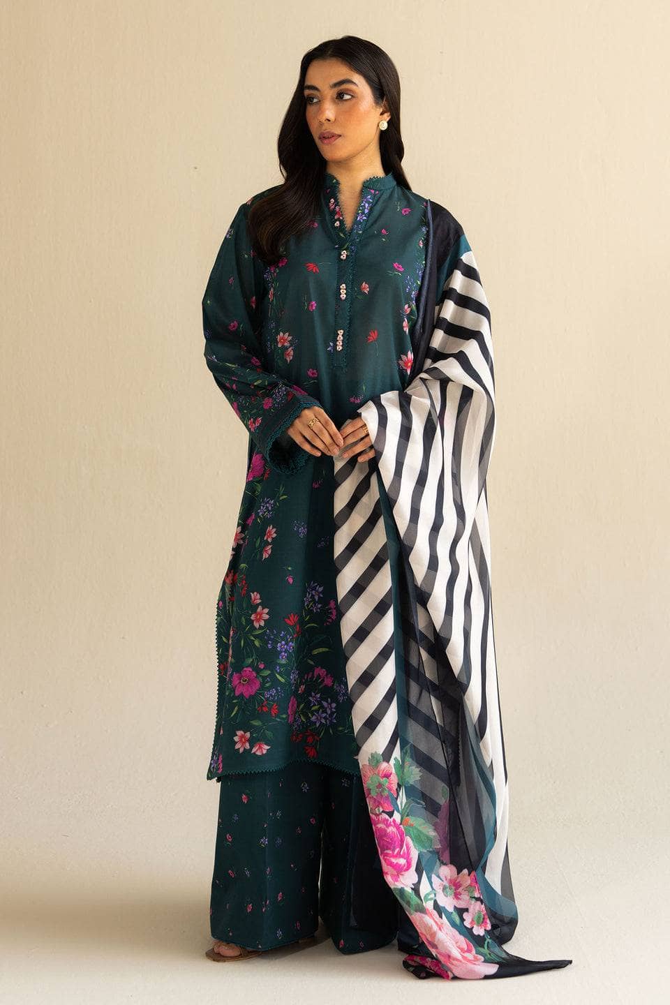 Zara Shahjahan Coco Prints Lawn Pakistani Suits Restocked/Zara Shahjahan Coco Prints 25/Reena 4A/Silk Dupatta