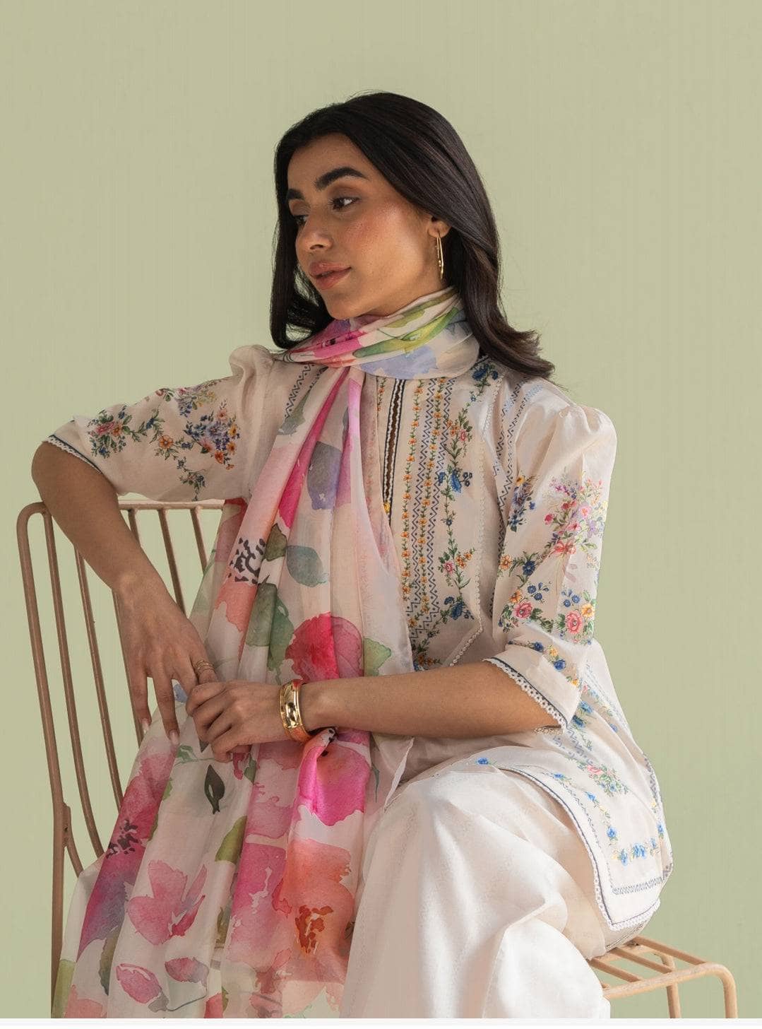 Zara Shahjahan Coco Prints Lawn Pakistani Suits Restocked/Zara Shahjahan Coco Prints 25/Ria-3A/Silk Dupatta