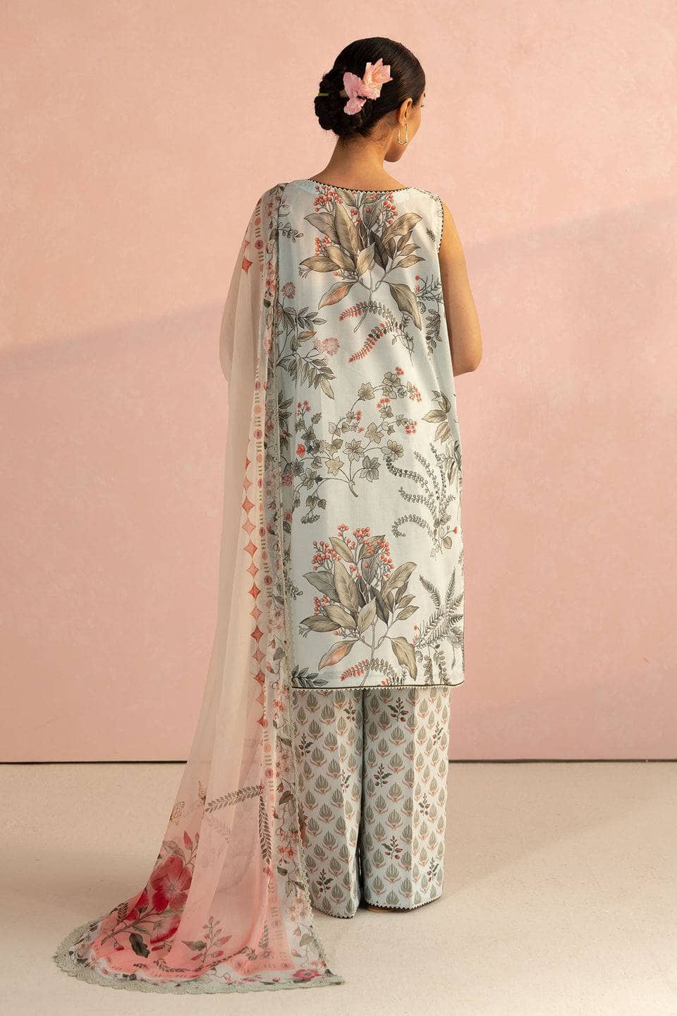 Zara Shahjahan Coco Prints Lawn Pakistani Suits Restocked/Zara Shahjahan Coco Prints 25/Zoe-7A/Chiffon Dupatta