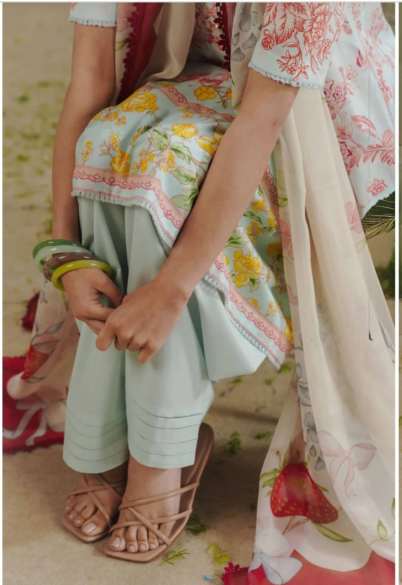 Zara Shahjahan 26 Drop 1/Elvo 4B/Ice Blue/Chiffon Dupatta