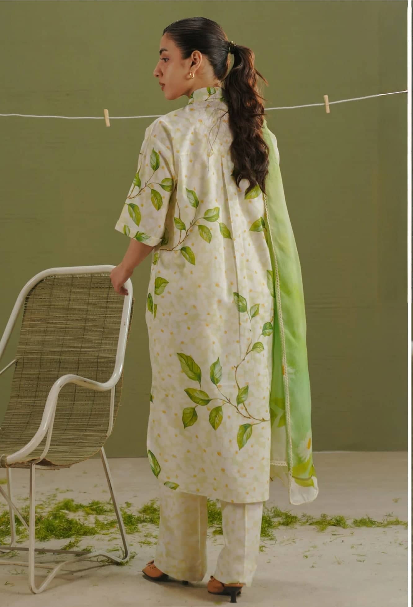 Zara Shahjahan 26 Drop 1/Kael 7A/Lime-Green/Chiffon Dupatta
